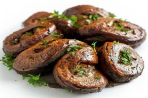 Фаршированные грибы с сыром и луком, запеченные в духовке