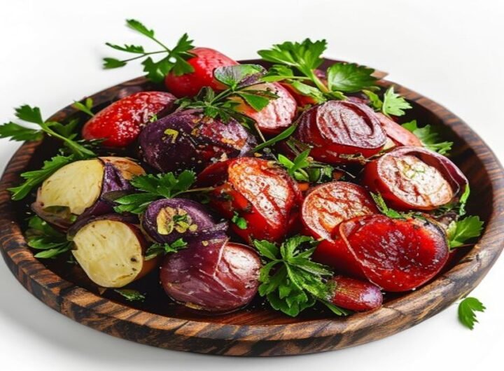 Капуста тушеная с мясом и картофелем, подается с ржаным хлебом