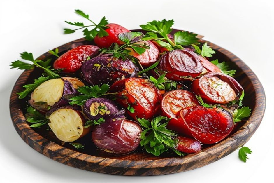 Капуста тушеная с мясом и картофелем, подается с ржаным хлебом