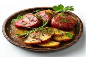 Картофель с беконом и сыром