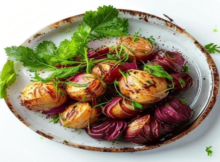 Картофель с шампиньонами и карри в соусе бешамель