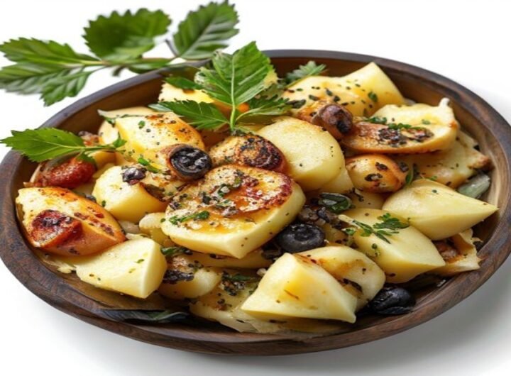 Картофельное пюре с горчицей и шпинатом, посыпанное сыром