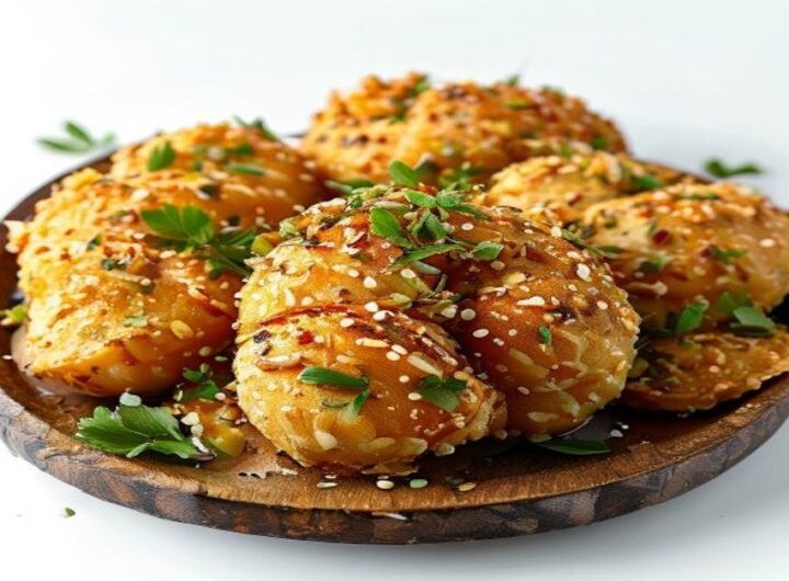 Картофельные крокеты с сыром и сметаной, подается с соусом