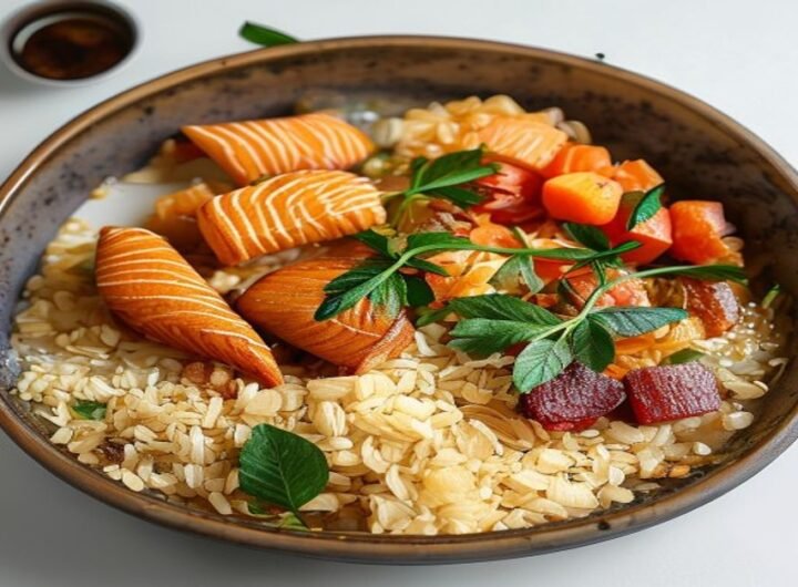 Куриная похлебка с рисом и луком, подается с хлебом