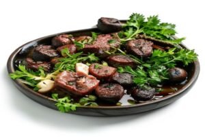 Мясо в сливочном соусе с грибами и зеленью
