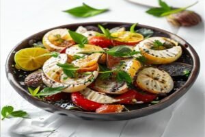 Салат "Оливье" с креветками и оливками в майонезе
