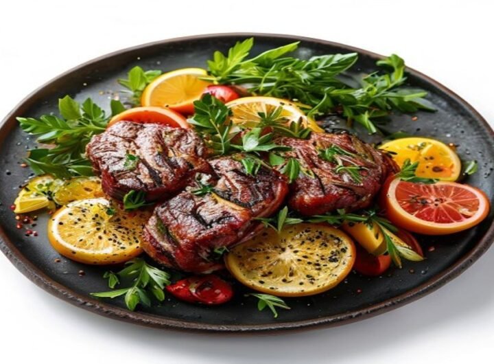Шашлык из индейки с овощами и лимоном