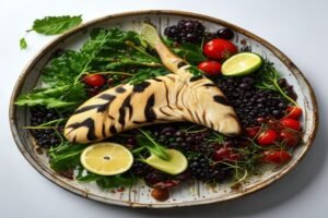 Телячья печень в вине с луком и шампиньонами