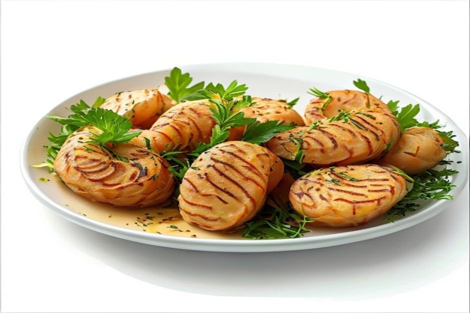 Жареные картофельные лепешки с карри и зеленью